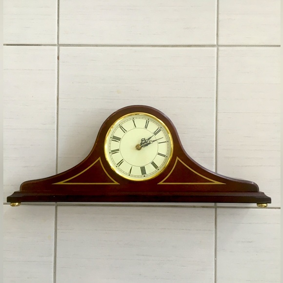 Vintage 1992 the Bombay Company Solid Wood NAPOLEON Style Mantle Clock, 5" Dial - Picture 2 of 15